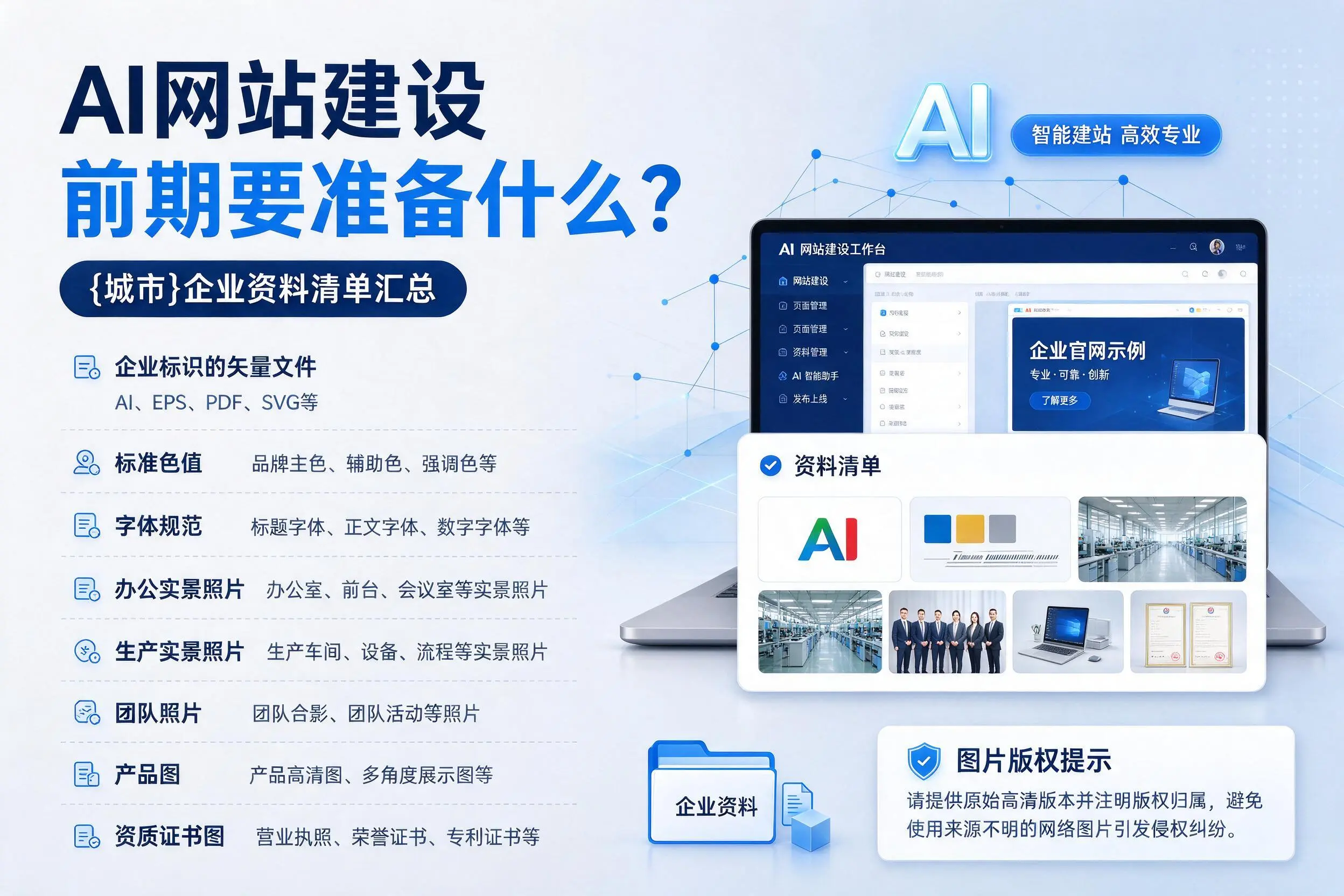 AI网站建设前期要准备什么?濮阳企业资料清单汇总